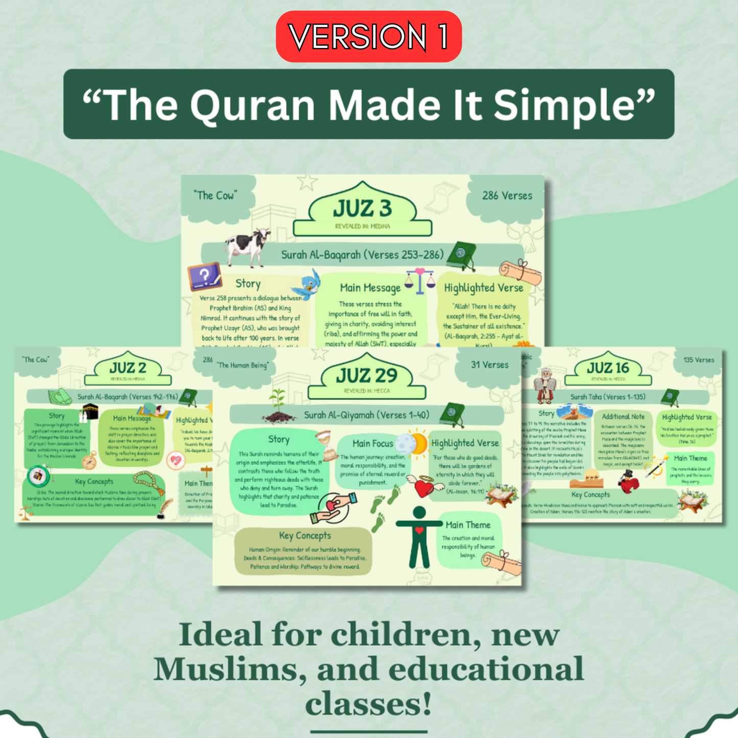 Quran made simple & illustrated - V1 & V2+3 Free bonuses (E-BOOK ONLY)